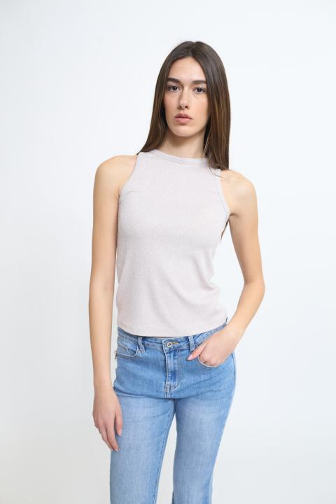 Canotta costine lurex sabbia - Primavera Estate 2026 | Brend