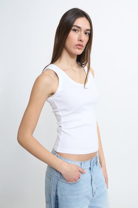 Canotta girocollo costine bianco - Primavera Estate 2026 | Brend