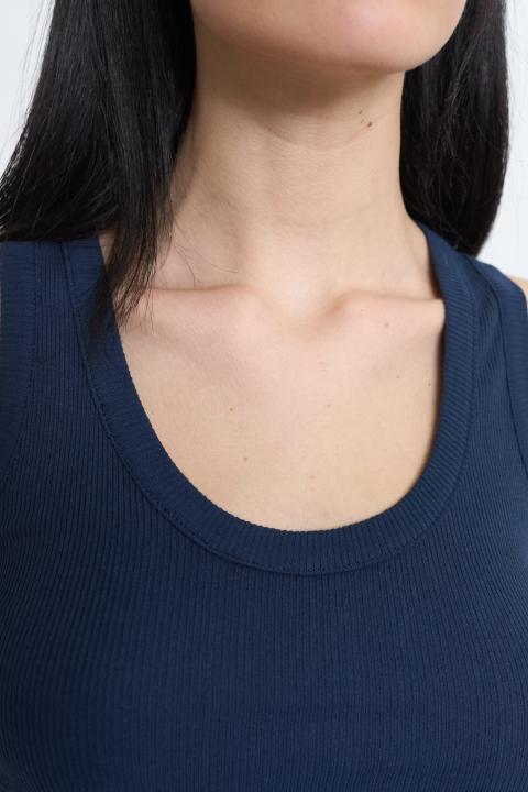 Canotta girocollo costine blu - Primavera Estate 2026 | Brend