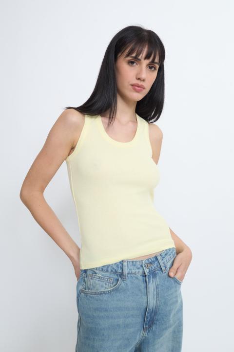 Canotta girocollo costine giallo - Primavera Estate 2026 | Brend