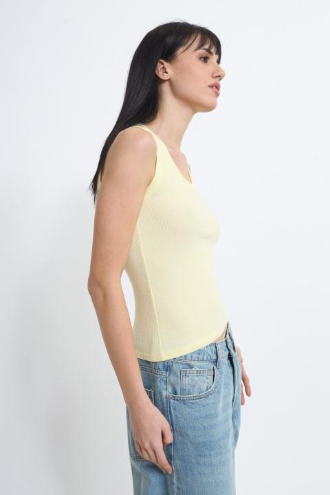 Canotta girocollo costine giallo - Primavera Estate 2026 | Brend