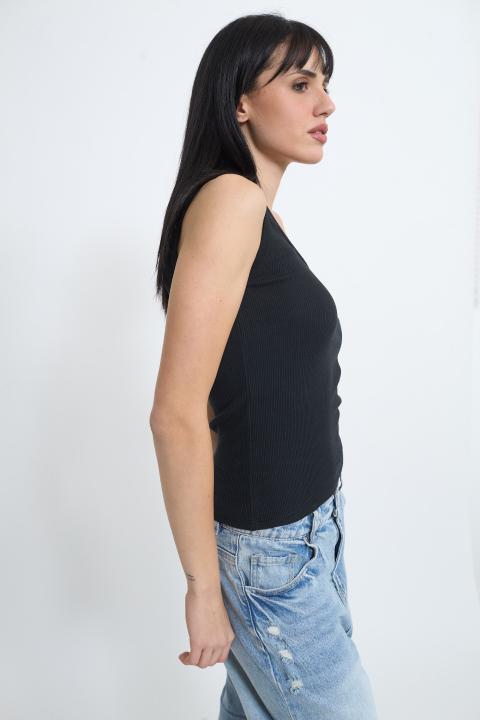 Canotta girocollo costine nero - Primavera Estate 2026 | Brend
