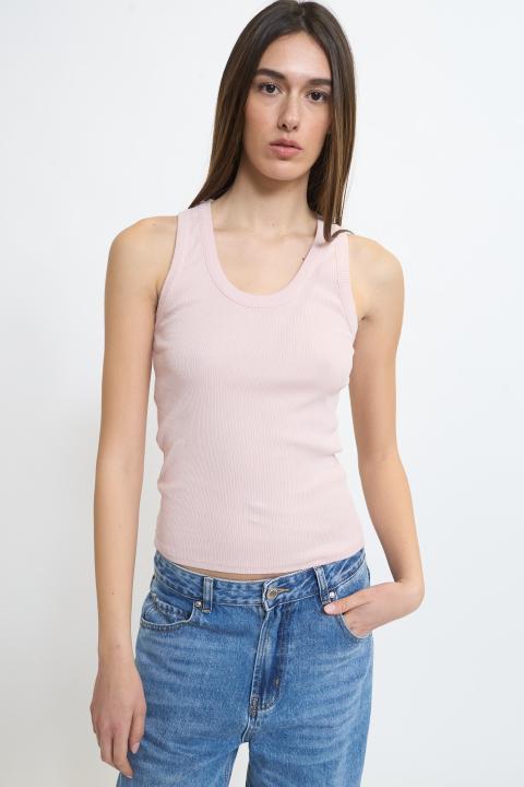 Canotta girocollo costine rosa - Primavera Estate 2026 | Brend