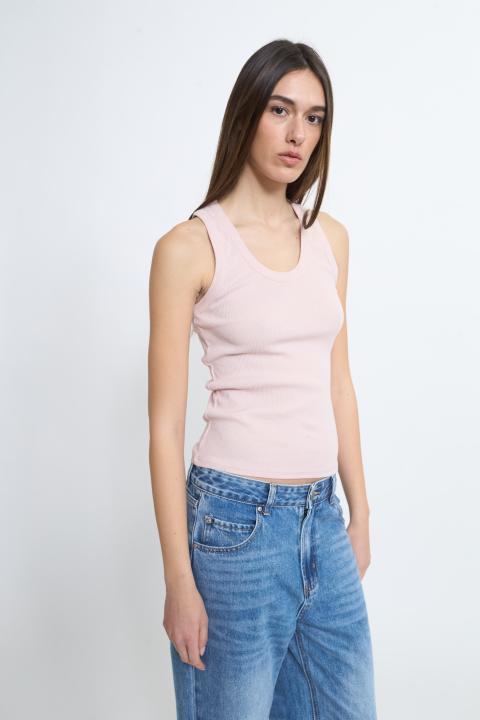 Canotta girocollo costine rosa - Primavera Estate 2026 | Brend