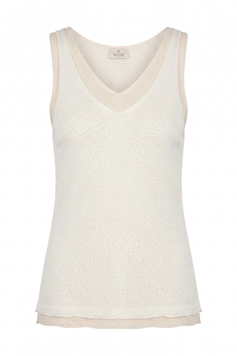 Canotta scollo V doppiata beige/bianco - Primavera Estate 2026 | Brend