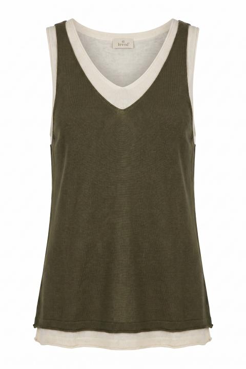 Canotta scollo V doppiata beige/militare - Primavera Estate 2026 | Brend