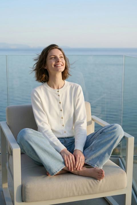 Cardigan bottoni oro crema - Primavera Estate 2026 | Brend