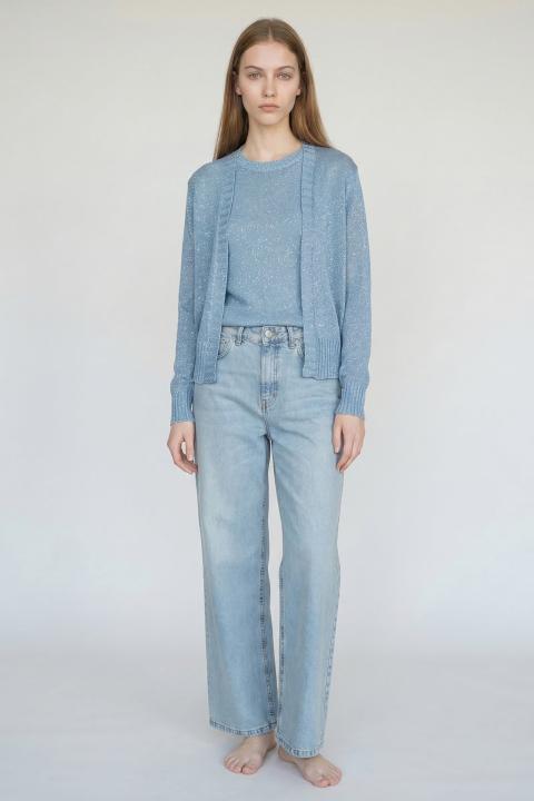 Cardigan aperto lurex azzurro - Primavera Estate 2026 | Brend