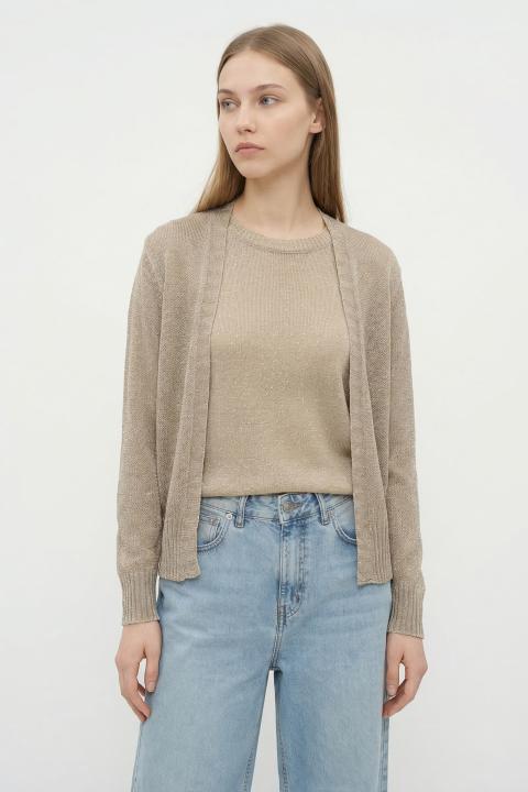 Cardigan aperto lurex beige - Primavera Estate 2026 | Brend