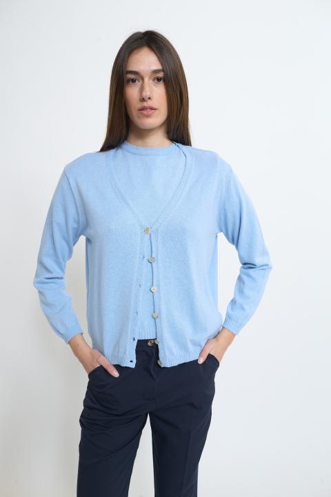 Cardigan scollo V celeste - Primavera Estate 2026 | Brend