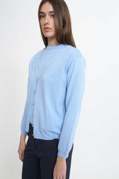 Cardigan scollo V celeste - Primavera Estate 2026 | Brend