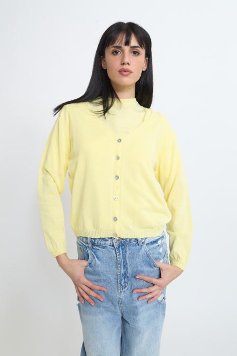 Cardigan scollo V lime - Primavera Estate 2026 | Brend