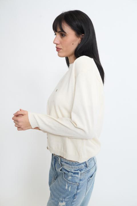 Cardigan scollo V panna - Primavera Estate 2026 | Brend