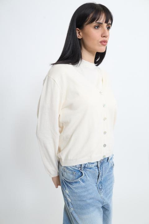 Cardigan scollo V panna - Primavera Estate 2026 | Brend