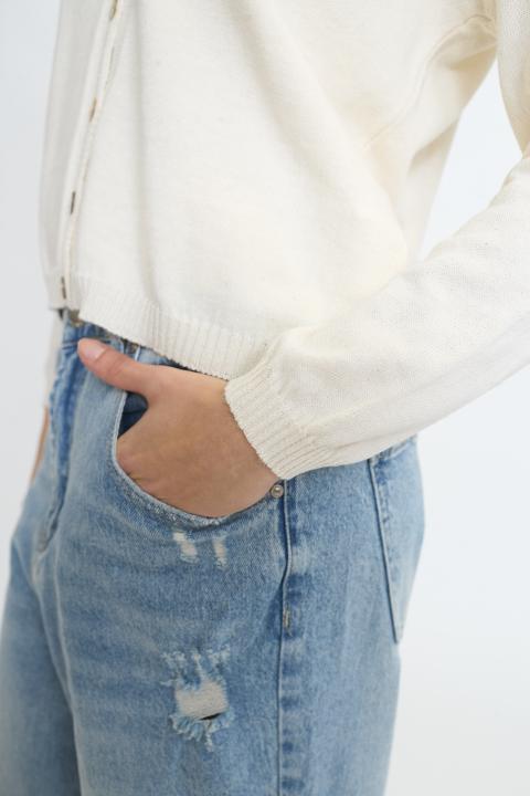 Cardigan scollo V panna - Primavera Estate 2026 | Brend