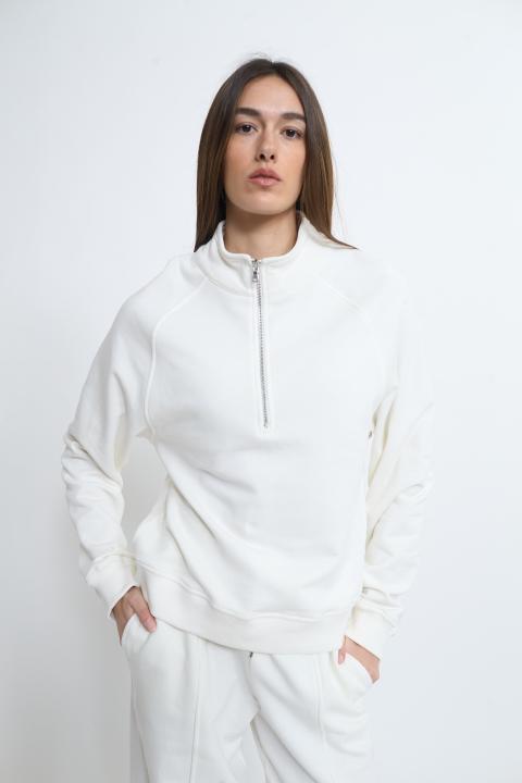 Felpa polo zip panna - Primavera Estate 2026 | Brend