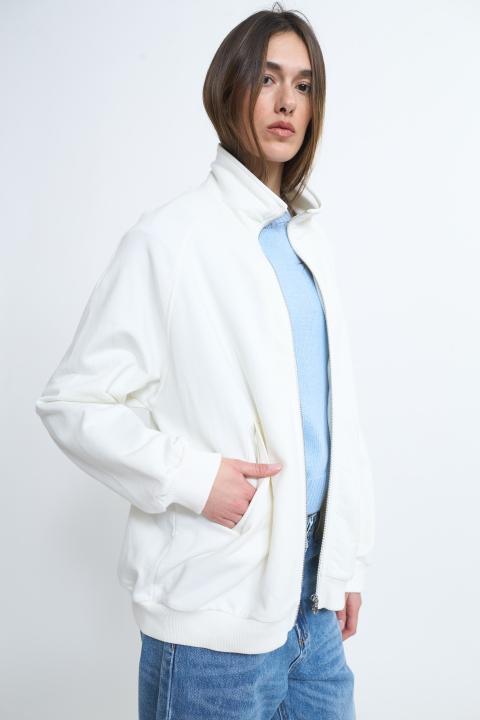 Felpa over zip panna - Primavera Estate 2026 | Brend