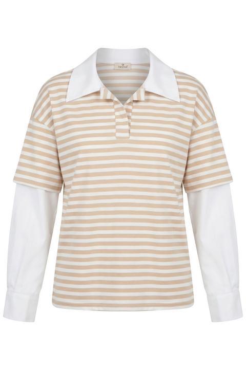 Maglia felpina rigata con colletto rigo fango - Primavera Estate 2026 | Brend