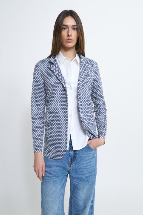 Giacca sciallata jacquard rombetto blu - Primavera Estate 2026 | Brend