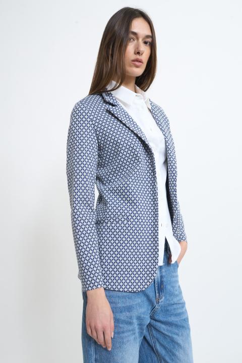 Giacca sciallata jacquard rombetto blu - Primavera Estate 2026 | Brend