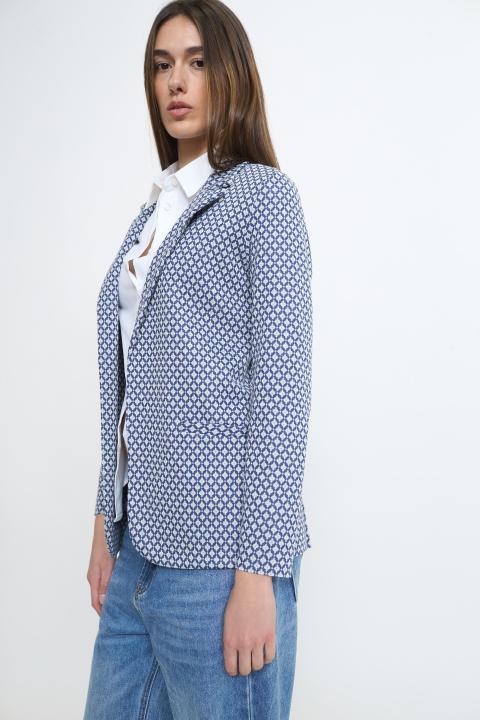 Giacca sciallata jacquard rombetto blu - Primavera Estate 2026 | Brend