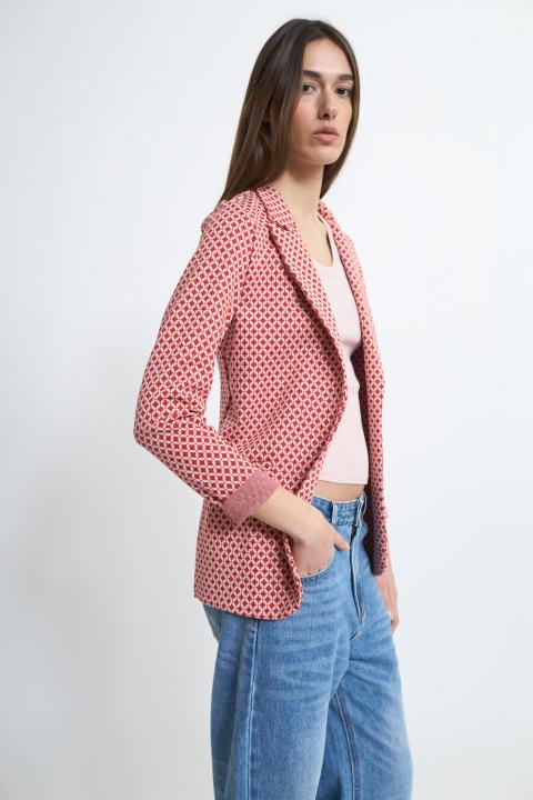 Giacca sciallata jacquard rombetto rosso - Primavera Estate 2026 | Brend