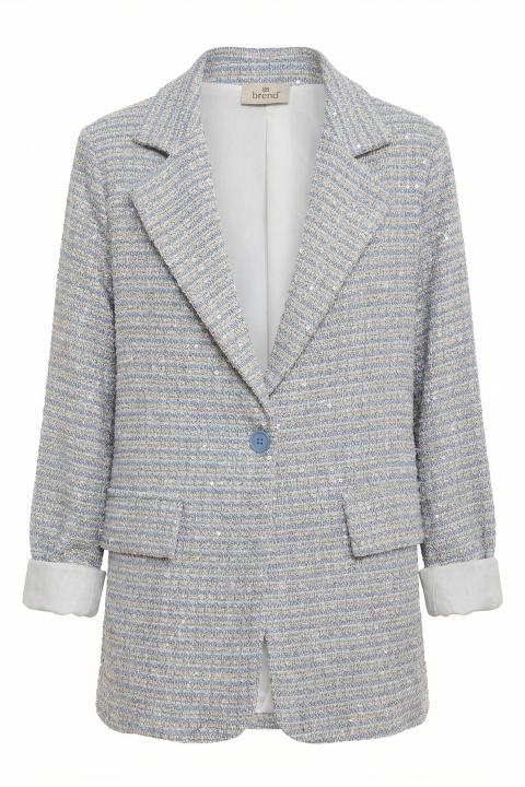 Giacca dritta bouclè paillettes azzurro - Primavera Estate 2026 | Brend