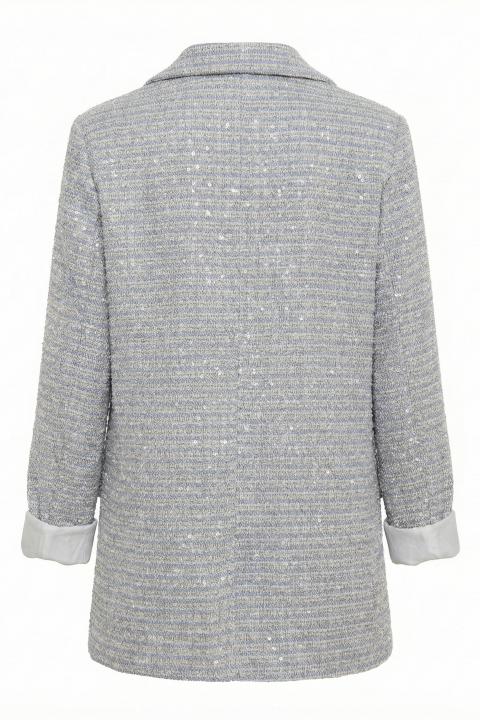 Giacca dritta bouclè paillettes azzurro - Primavera Estate 2026 | Brend