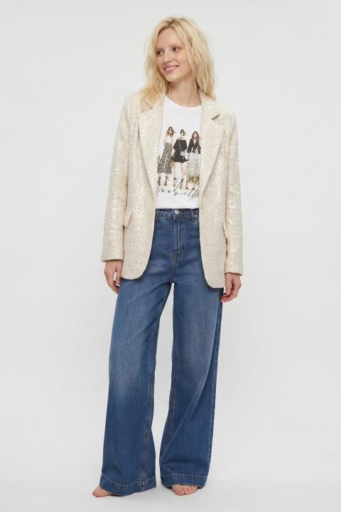 Giacca dritta bouclè paillettes panna - Primavera Estate 2026 | Brend