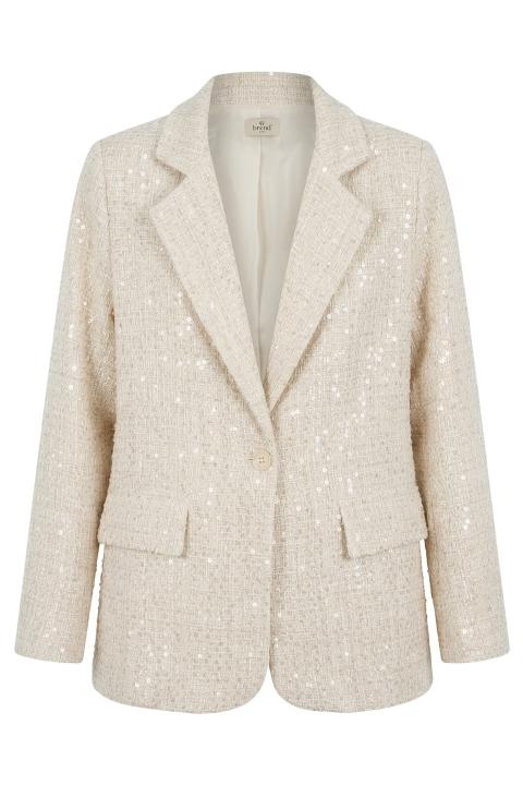 Giacca dritta bouclè paillettes panna - Primavera Estate 2026 | Brend
