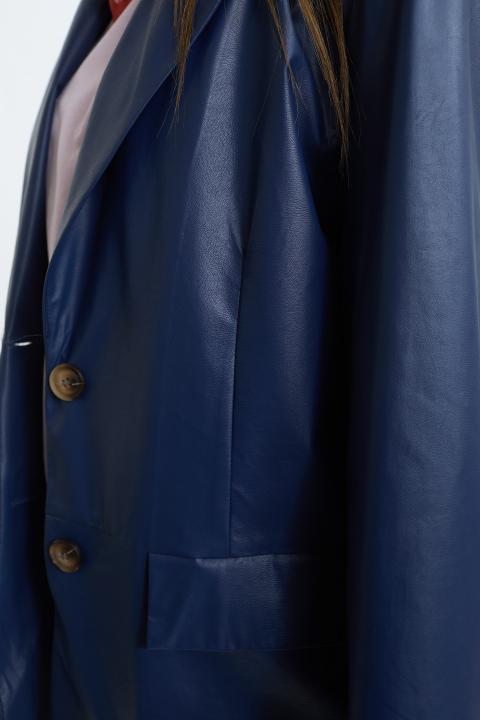 Giacca over effetto pelle blu - Primavera Estate 2026 | Brend