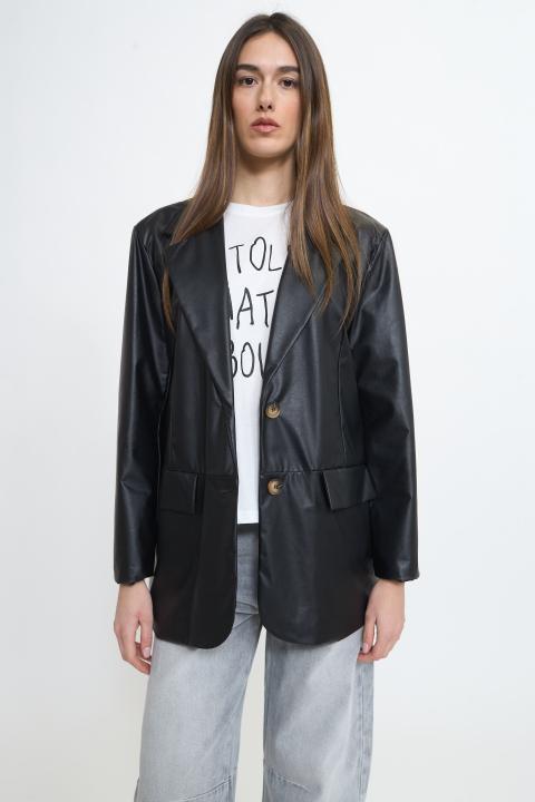 Giacca over effetto pelle nero - Primavera Estate 2026 | Brend