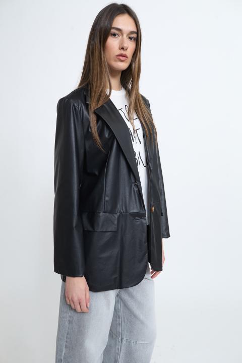 Giacca over effetto pelle nero - Primavera Estate 2026 | Brend