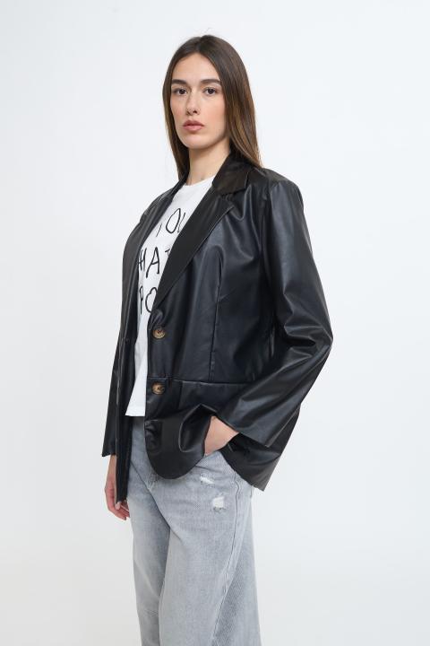 Giacca over effetto pelle nero - Primavera Estate 2026 | Brend