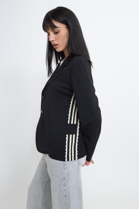 Giacca banda laterale nero - Primavera Estate 2026 | Brend