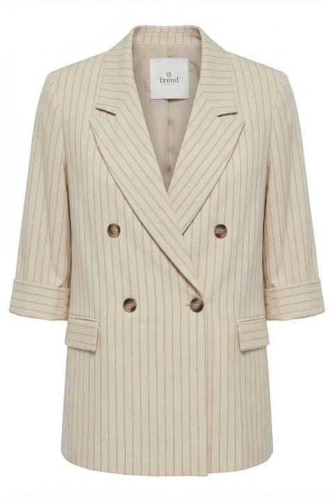 Giacca doppio petto spacchi laterali gessato beige - Primavera Estate 2026 | Brend