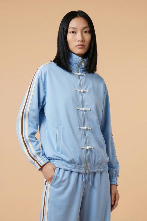 Felpa alamari zip celeste - Primavera Estate 2026 | Brend