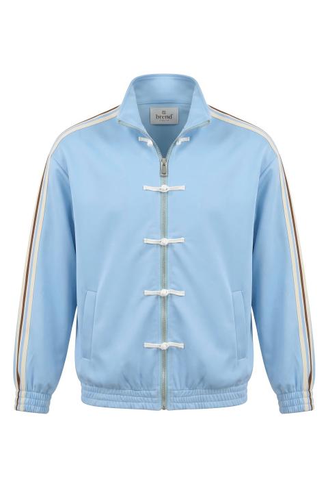 Felpa alamari zip celeste - Primavera Estate 2026 | Brend