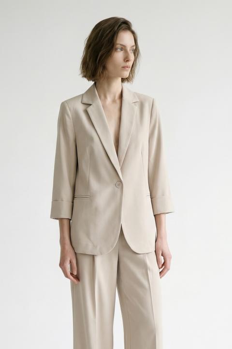 Giacca manica 3/4 risvolto beige - Primavera Estate 2026 | Brend