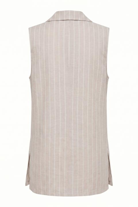 Gilet gessato spacchi laterali gessato beige - Primavera Estate 2026 | Brend