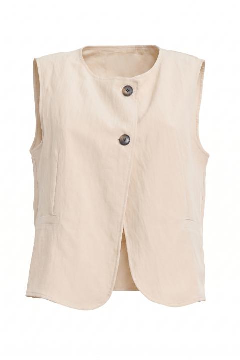 Gilet asimmetrico bottoni laterali beige - Primavera Estate 2026 | Brend
