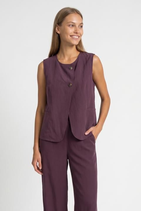 Gilet asimmetrico bottoni laterali fico - Primavera Estate 2026 | Brend