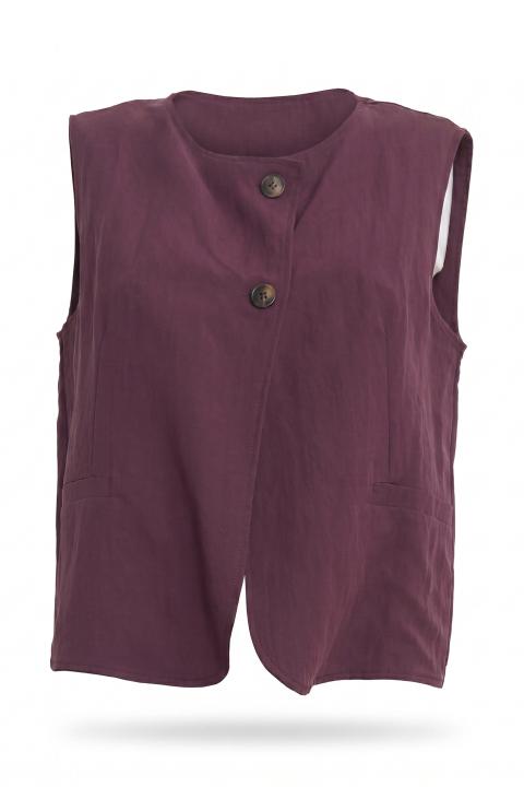 Gilet asimmetrico bottoni laterali fico - Primavera Estate 2026 | Brend