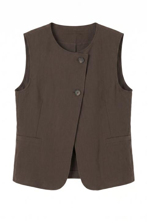 Gilet asimmetrico bottoni laterali moro - Primavera Estate 2026 | Brend