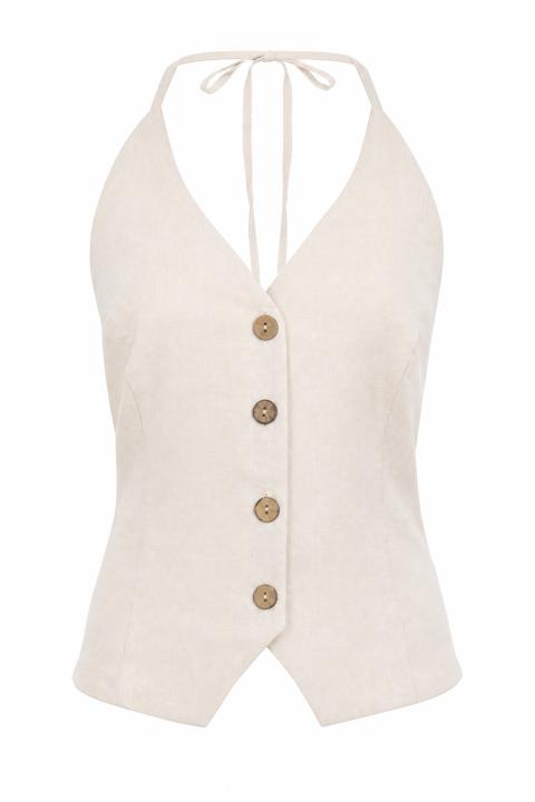 Gilet america 4 bottoni naturale - Primavera Estate 2026 | Brend