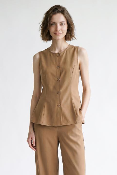 Gilet campanella scollo rotondo cammello - Primavera Estate 2026 | Brend
