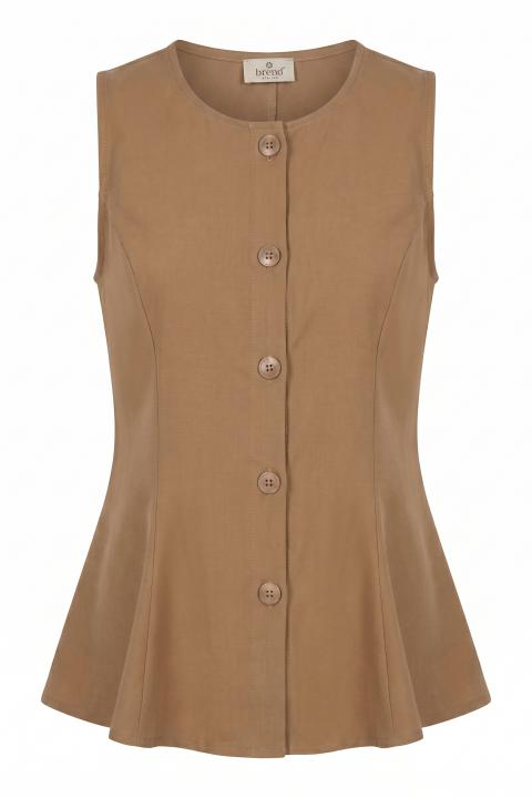 Gilet campanella scollo rotondo cammello - Primavera Estate 2026 | Brend