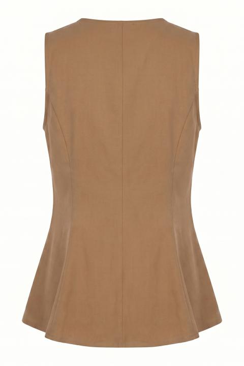 Gilet campanella scollo rotondo cammello - Primavera Estate 2026 | Brend