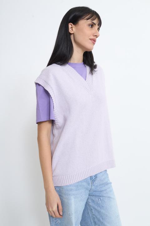 Gilet asimmetrico scollo V lilla - Primavera Estate 2026 | Brend