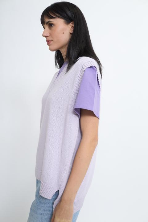 Gilet asimmetrico scollo V lilla - Primavera Estate 2026 | Brend